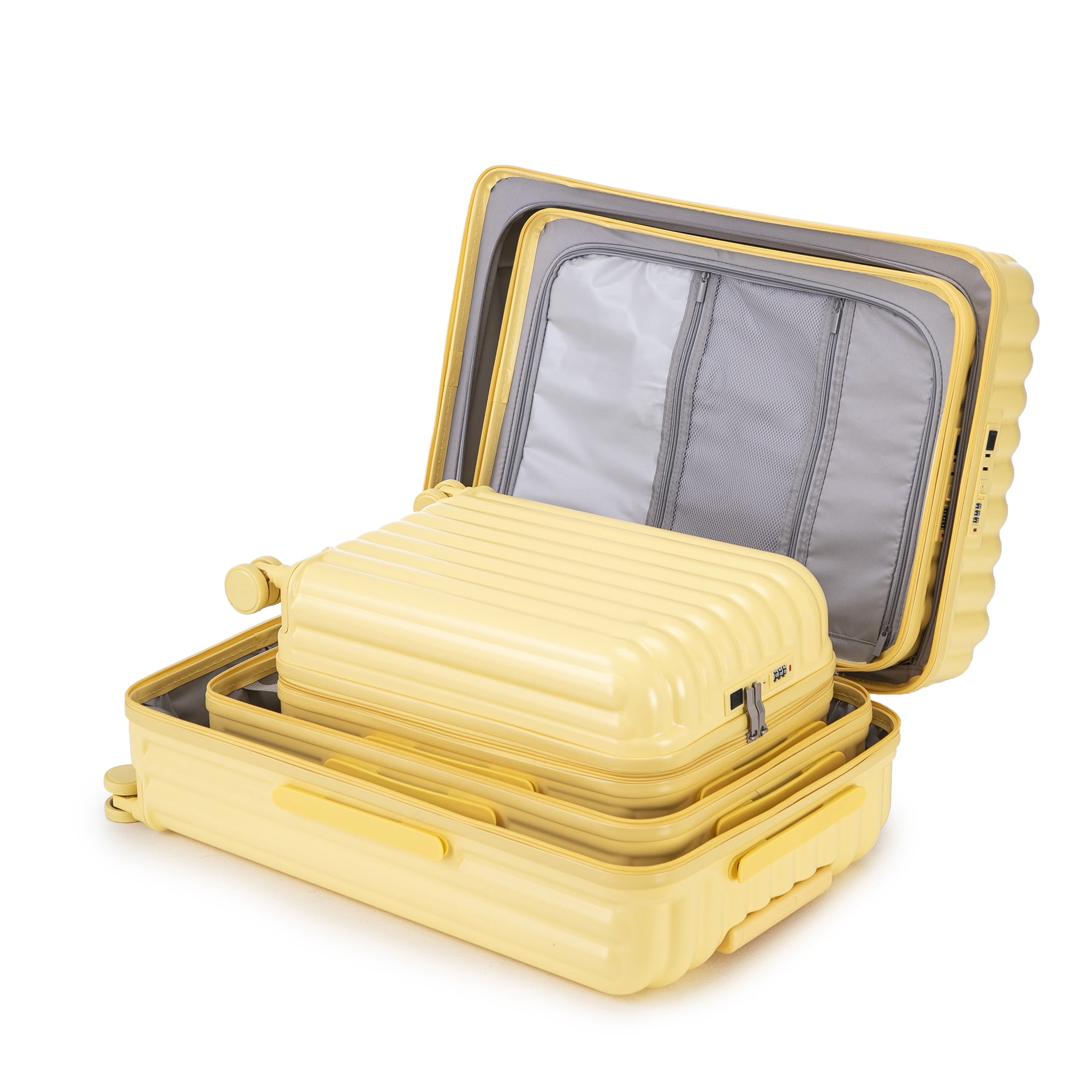 ABS Spinner Wheel Luggage Sets, Carry on Suitcase, with Cup Holder & USB Port & Phone Holder (20/24/28)