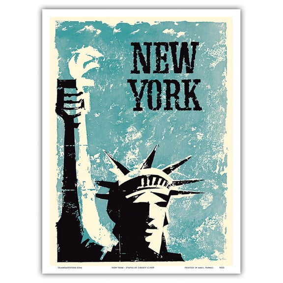 New York - Statue of Liberty - Vintage Travel Poster c.1959 - Master Art Print (Unframed) 9in x 12in