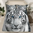 thumbnail image 2 of Feelyou 3D Grey Tiger Full Size Sheets for Teens, Woodland Wildlife Bed Sheets, Rustic Farmhouse Animal Sheet Sets, Microfiber Bedroom Decor, 4pcs, 2 of 7