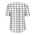thumbnail image 4 of Hvyesh Women Plus Size Tshirts Summer Button Henley Shirts Plaid Short Sleeve Tops Lightweight Work Blouses, 4 of 6
