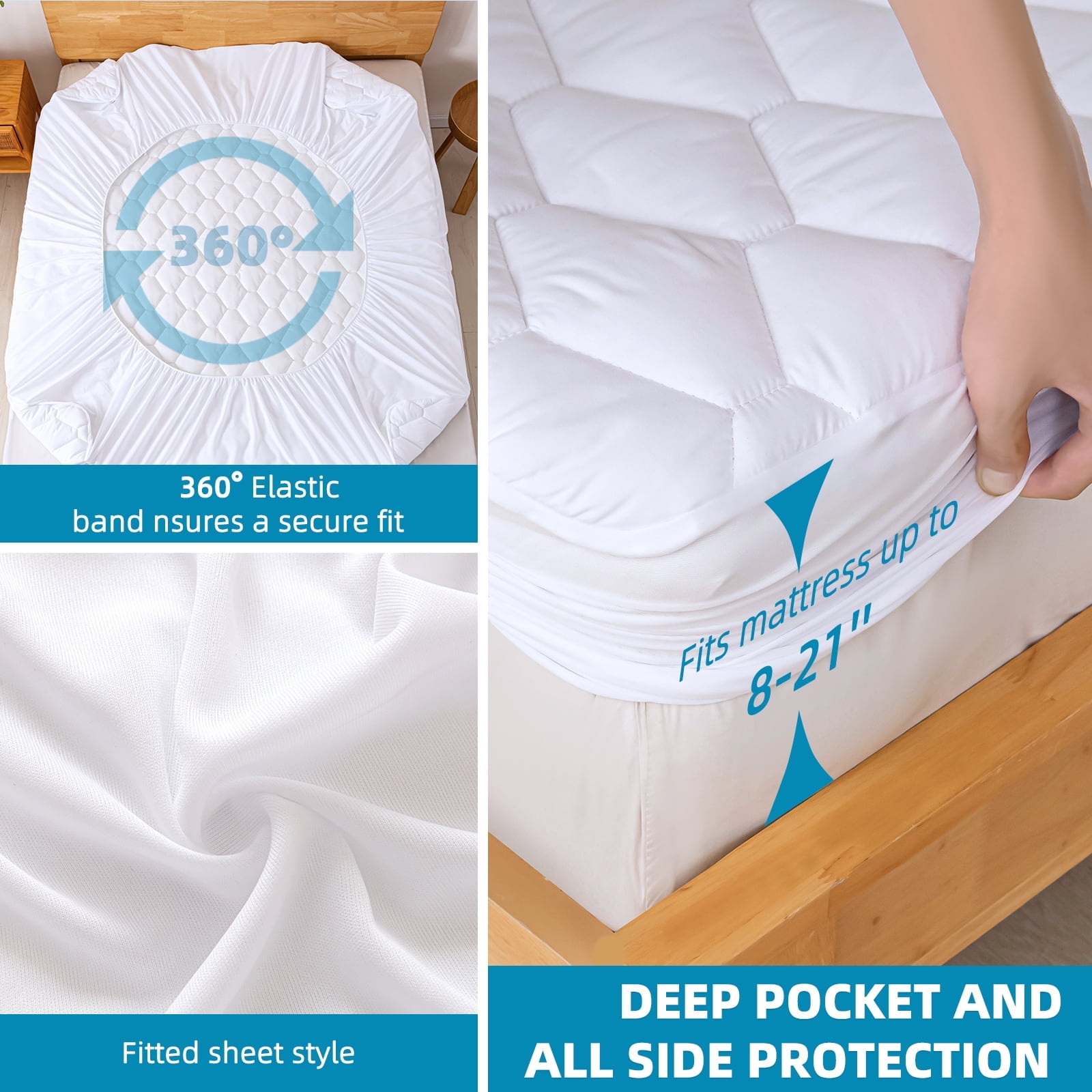 BabyGuard 100% Waterproof Mattress Protector Twin XL Size Premium Viscose from Bamboo 3D Air Cooling Mattress Pad Cover for Bed Ultra-Soft Breathable Noiseless with 8''-21'' Deep Pocket
