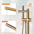 thumbnail image 3 of Wowow Single Handle Freestanding Tub Faucet with Hand Shower in Brushed Gold, 3 of 8
