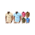 thumbnail image 3 of Yunliwuli Men's Turn Down Collar T-Shirt Contrast Color Short Sleeve Fitted Tops Casual Streetwear for Summer, 3 of 9