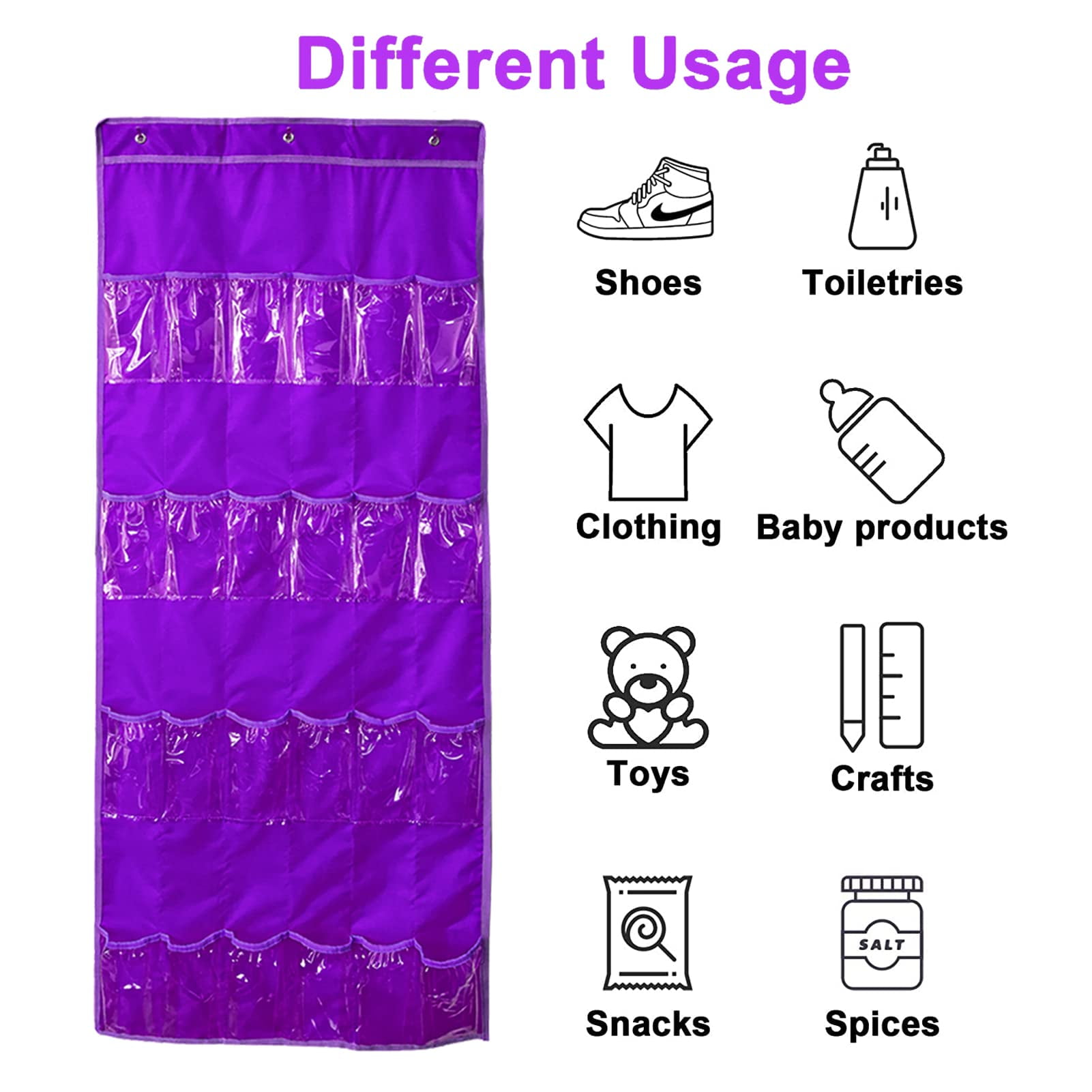 Hanging Over Door Toy Storage Organizer (24 Pockets), Compatible with LOL  OMG Dolls Barbie Dolls Surprise Doll (Toys Not Included),  Purple(57.5''x22'') (Purple) 