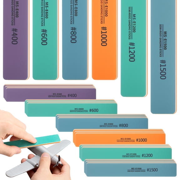 24 Pcs Sanding Stick Wet and Dry Use Polishing Sanding Stick for Plastic Model and Miniature Model #400 #600 #800 #1000 #1200 #1500