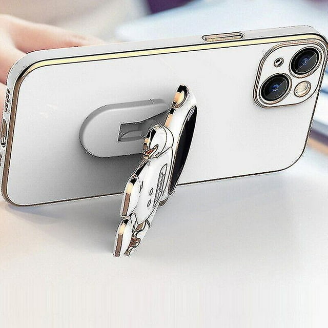 Cute Astronaut Stand Phone Case For Iphone 13 12 Pro Max Plating Silicone Cover