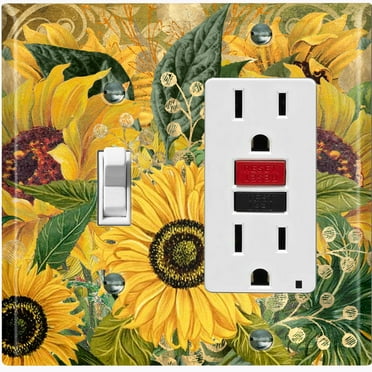Metal Light Switch Plate Outlet Cover Sunflower Bouquet SUN002