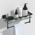 thumbnail image 1 of Estante de cristal para baño SFGSOWOR de 40 cm con toallero negro mate, 1 of 8