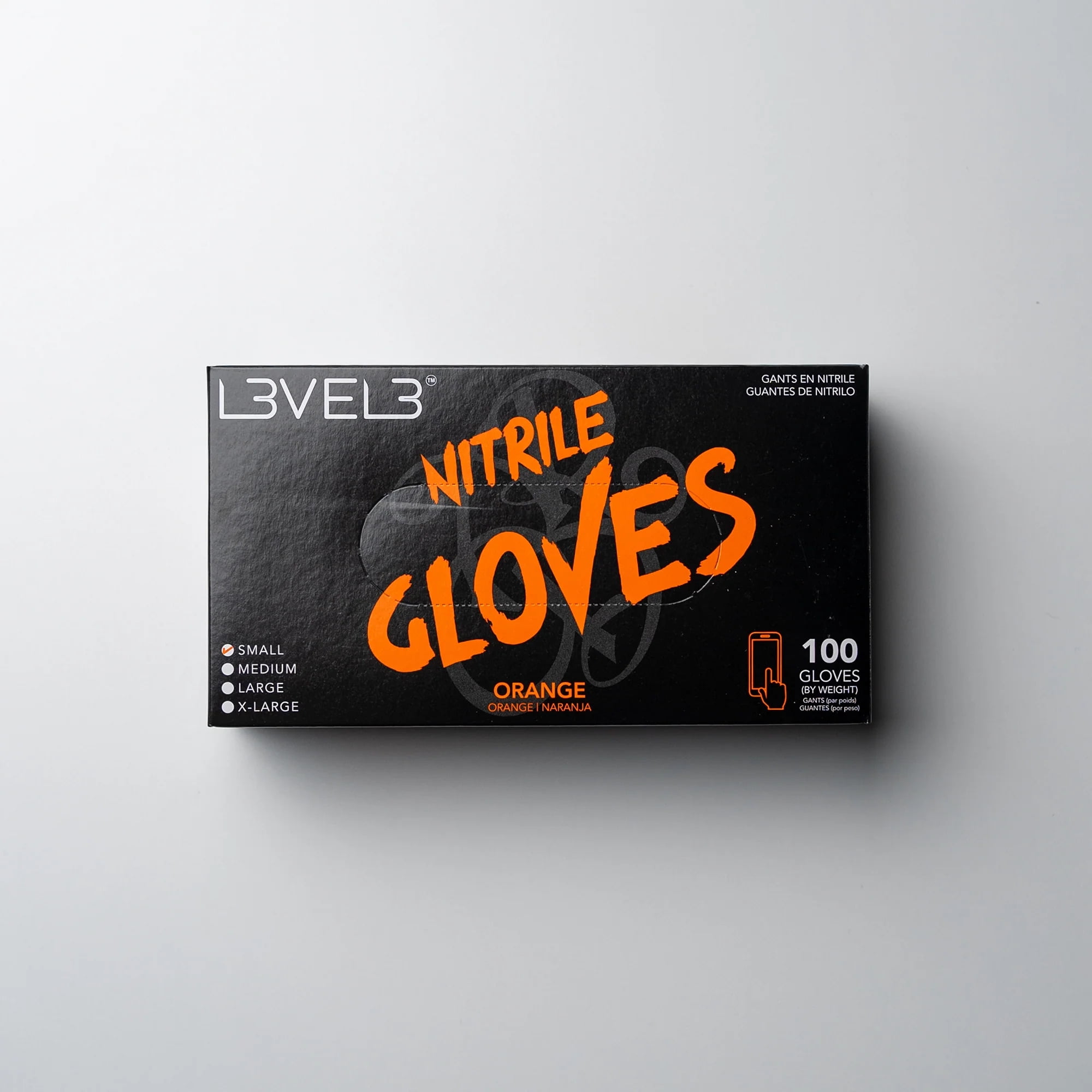 L3VEL3 Orange Nitrile Gloves, Disposable Gloves, Size L, 100 pc