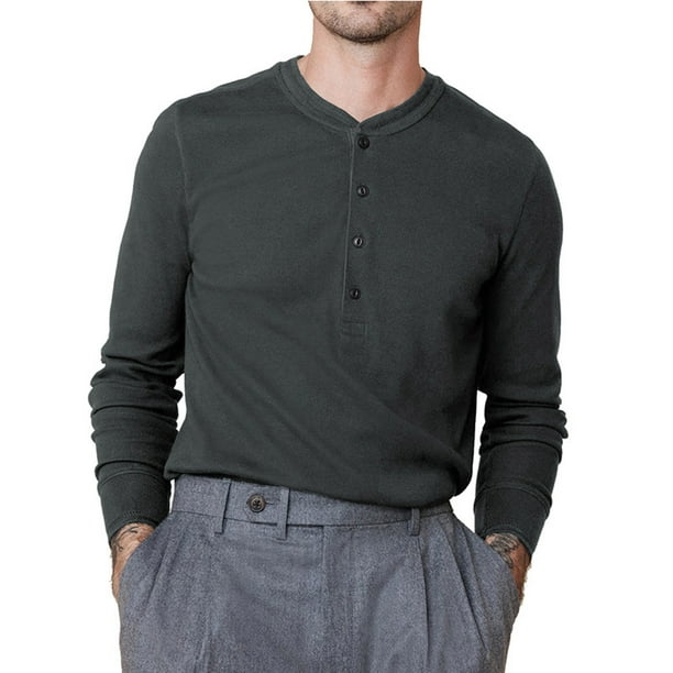 Blusas y camisas de manga larga con cuello redondo para hombre, blusa informal de moda con bloques de color, manga larga, cuello redondo, blusa de poliéster, algodón y poliéster.