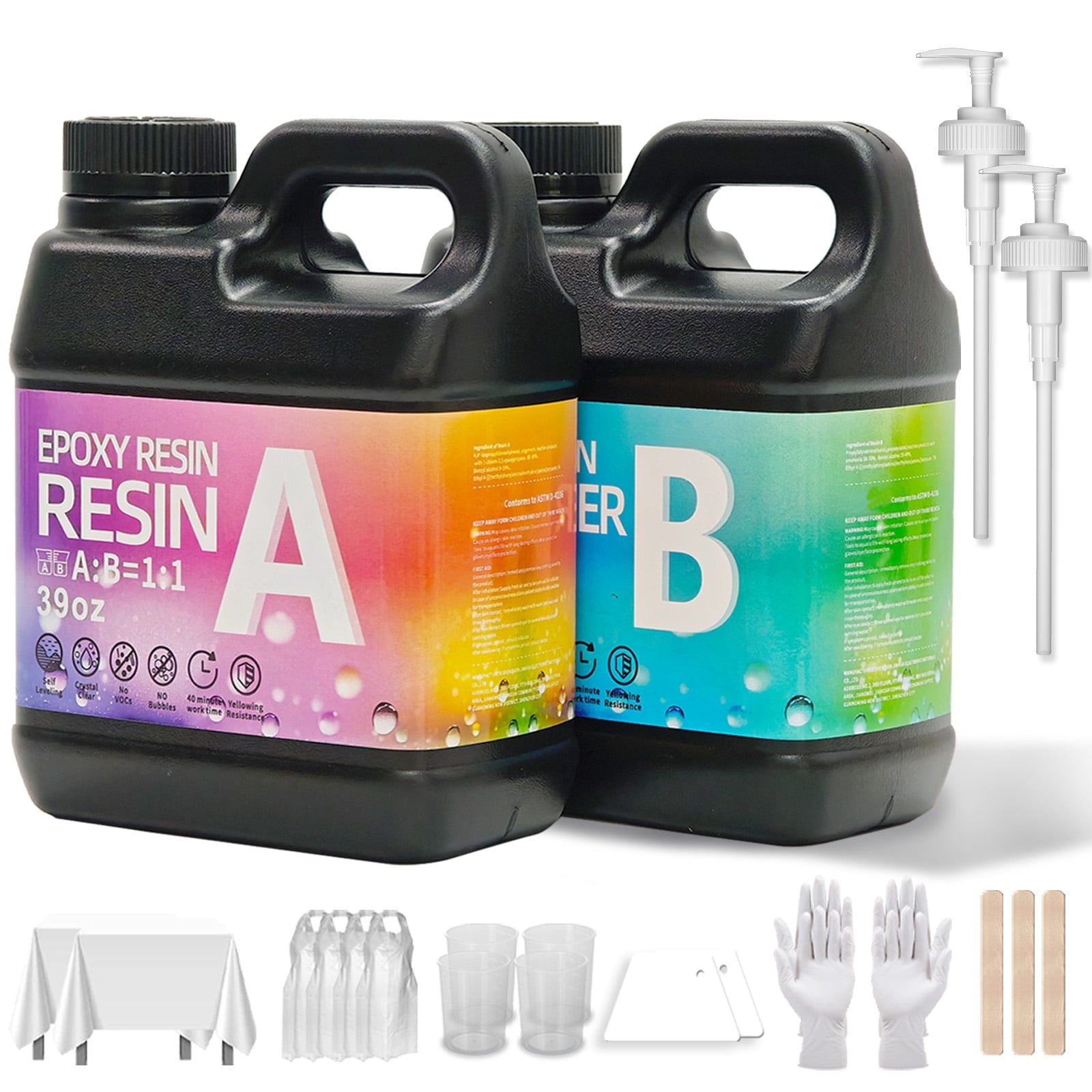 78OZ Epoxy Resin Kit，Newly Formulated Crystal Clear Epoxy Resin, Strong, Bubble-Free, Anti-Yellowing Art Resin That, Suitable for Casting, DIY, Molds, Jewelry, Easy to Mix 1:1 Ratio