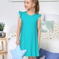 thumbnail image 4 of Vsdgher Aqua pour Filles Chemises de Nuit Manches Courtes à Volants Robe de Nuit Pyjama pour Fête Pyjama-Moyen, 4 of 6