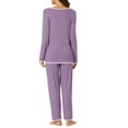 thumbnail image 3 of Conjuntos de lounge para mujeres INSPIRE CHIC, camisetas de manga larga con pantalones, conjuntos de pijama XL púrpura, 3 of 6