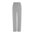 thumbnail image 4 of Women Stretch Straight Leg Pants Elastic Waist Lightweight Work Pants Casual Lounge Athletic Trousers with Pockets Light Gray M, 4 of 7