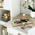 thumbnail image 4 of Home Details Large Geometric Mirrored Vanity Tray Makeup Organizer in Satin Gold, 4 of 5