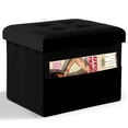 thumbnail image 1 of Taburete plegable Storage Ottoman LINMAGCO, color negro aterciopelado, 1 of 7