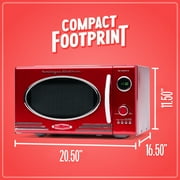 Nostalgia 0.9 cu ft Retro Microwave Oven, 800W Countertop Microwave Oven with Digital Display, Red