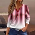 thumbnail image 2 of LISTHA 3/4 Length Sleeve Womens Tops Casual Loose Fit Henley Neck T Shirts Cute Print Three Quarter Length Tunic Tops Hot Pink 2XL, 2 of 5