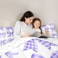 thumbnail image 4 of Erosebridal Kawaii Watercolor Bow Tie Queen Comforter Set 3pcs for Kids Girls,Purple Ribbon Bowknot Bedding Comforter Set for Teens,Lightweight Room Decor, 4 of 6