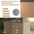 thumbnail image 3 of HOGYME 8' x 6' Outdoor Storage Shed with Double Sliding Door and 4 Vents, Metal Garden Shed Tool Bike Shed Pet House Garbage Room for Backyard, Patio, Lawn, Coffee Brown, 3 of 9