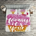 thumbnail image 3 of Ambesonne Ice Cream Quilted Coverlet 3 Pcs, Words Cherry, Queen Size, Fuchsia Amber Pearl, 3 of 4