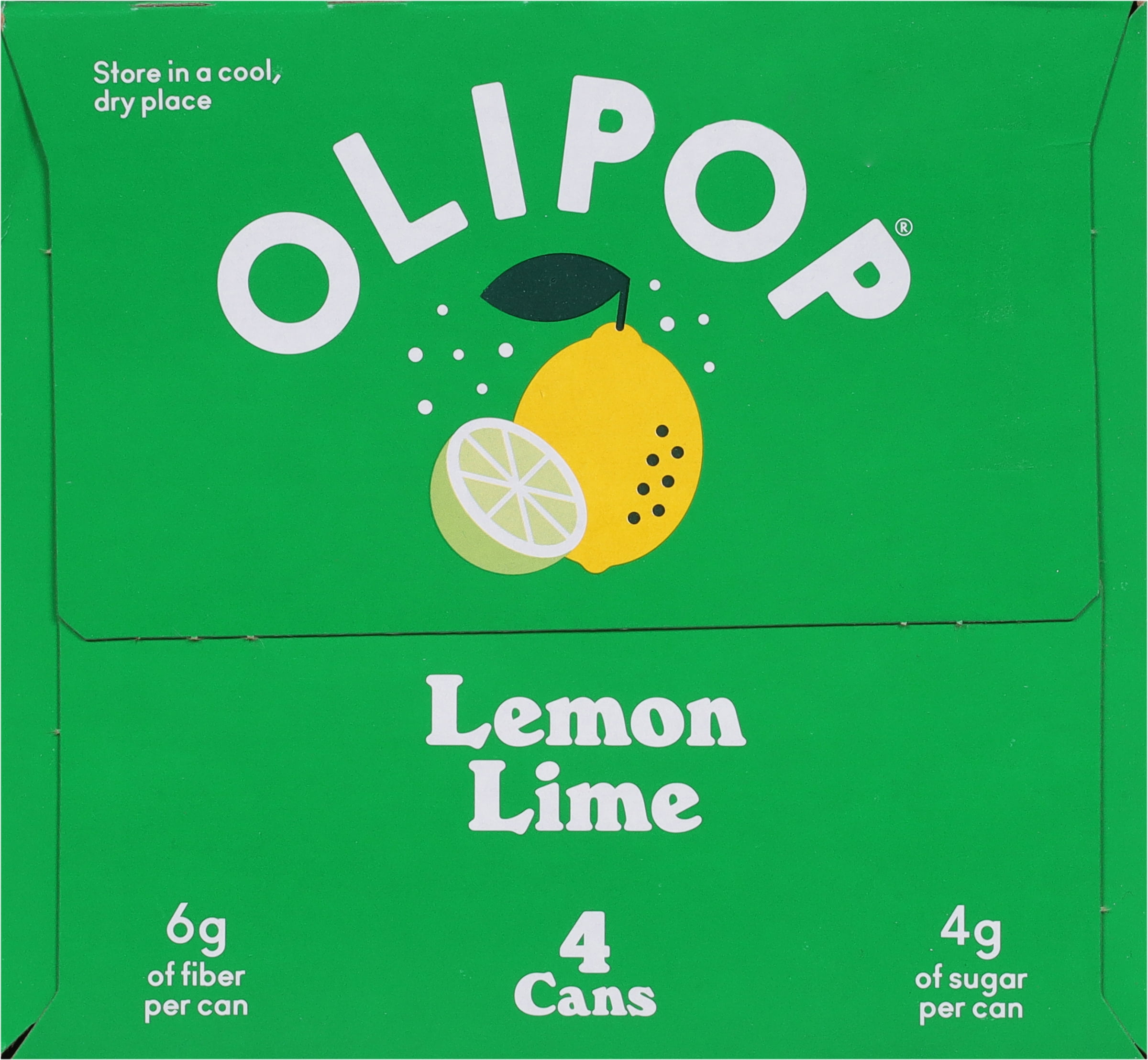 OLIPOP Prebiotic Soda, Lemon Lime, 12 fl oz, 4 Pack, Pantry Packs