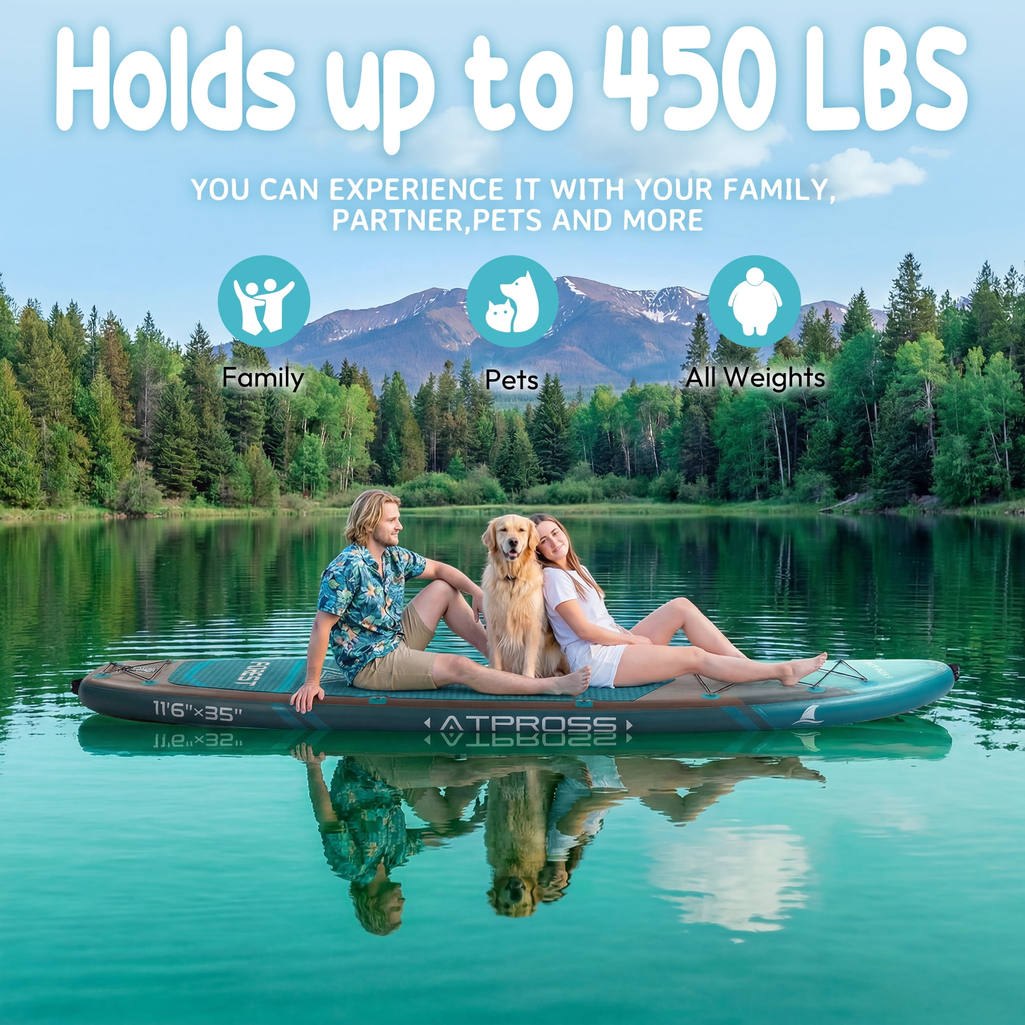 Ultifit Inflatable Paddle Board Extra Wide 450 Lbs Capacity Anti-Slip Design with SUP Accessories and Seat 11'6" x 35"