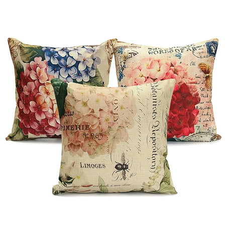 Decorative Pillows Covers Meigar Vintage Flower/Vase Decorative Throw Pillow Case Cushion Cover Clearance 18''x18'' Square Zipper Waist Pillowcase Pillow Protector Slip Cases Sham for Couch Sofa Home ()