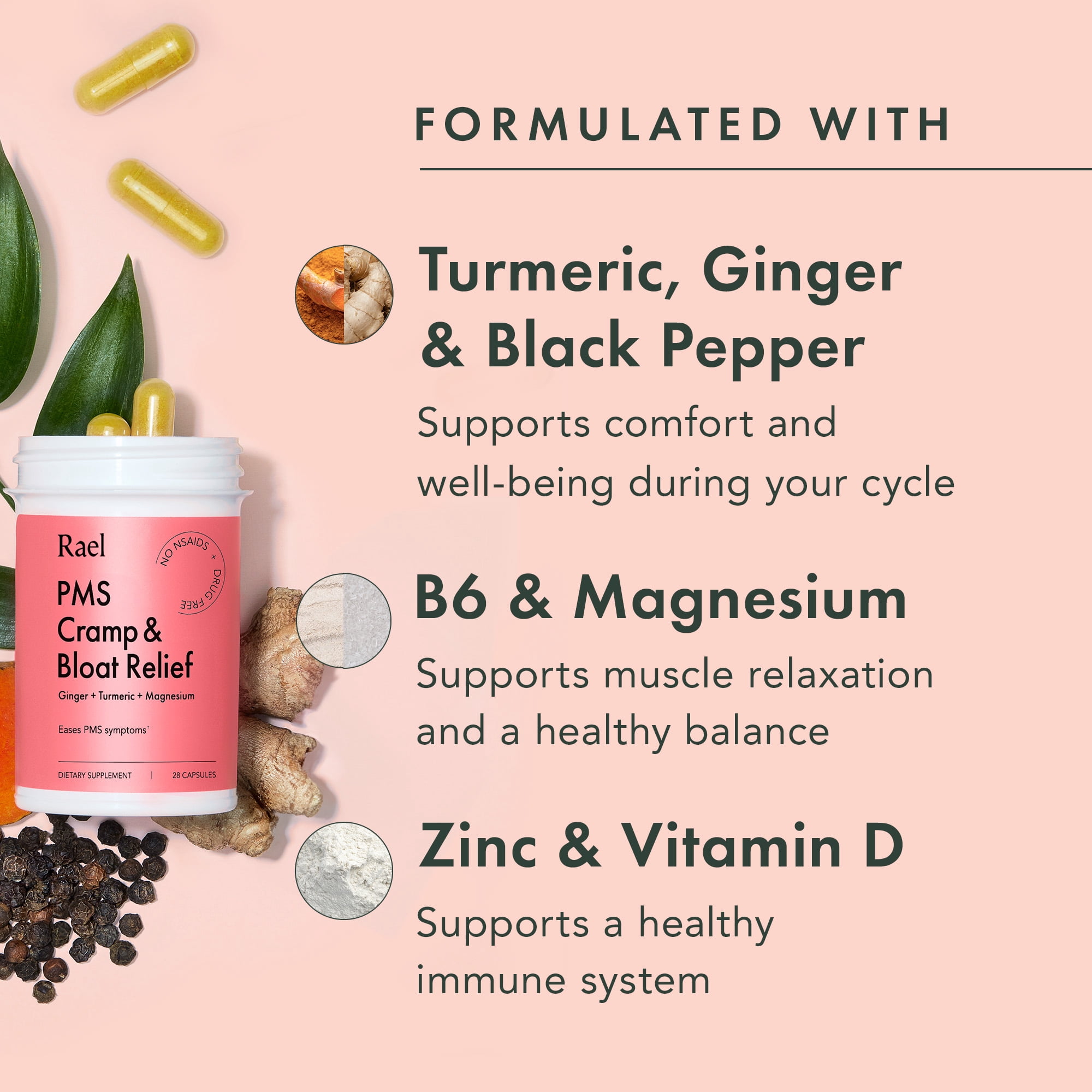 Rael PMS Cramp & Bloat Supplement