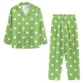thumbnail image 5 of Garronmavis Pajama Sets for Women 2 Piece Soft Long Sleeve Button Down Sleepwear Lounge Set Comfortable Nightwear PJs with Pockets, Green and White Polka Dot, 5 of 7