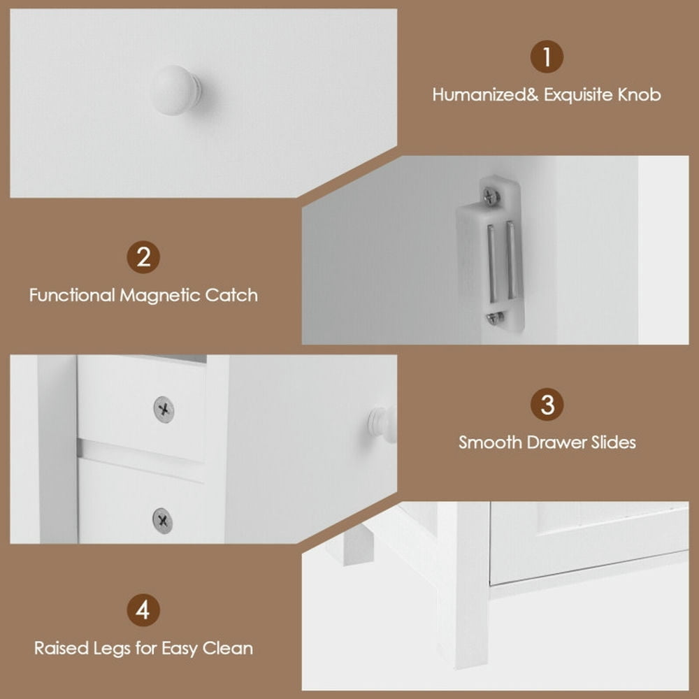 Finihen Bathroom Storage Cabinet, Bathroom Floor Cabinet, Bathroom Floor Storage Drawer Cabinet Cupboard with Door, for Bathroom, Living Room, Bedroom, Kitchen, White Finihen Bathroom Storage Cabinet, Bathroom Floor Cabinet, Bathroom Floor Storage Drawer Cabinet Cupboard with Door, for Bathroom, Living Room, Bedroom, Kitchen, White