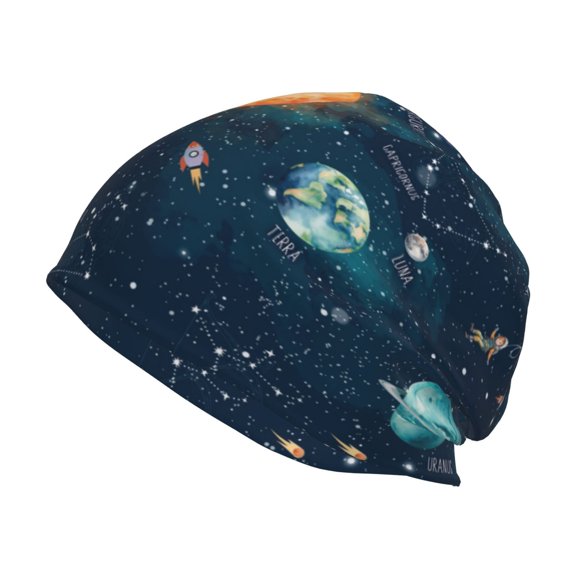 Xecao Solar System And Planets Print Knit Hat,Winter Beanie for Men Women, Beanie Soft Warm Ski Stocking Cuffed Cap