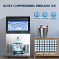 thumbnail image 2 of Ice Maker,110LBS/24H Commercial Ice Machine Stainless Steel Ice Maker Machine with 25LBS Capacity,45 Ice Cubes in 12-15 Minutes,Self-Cleaning,Ideal for Restaurant,Bars,Home,Includes Scoop, 2 of 8