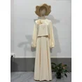 thumbnail image 3 of Conjunto de dos piezas de vestido holgado con mangas abullonadas y flores de Dubái de Oriente Medio para mujer, 3 of 5