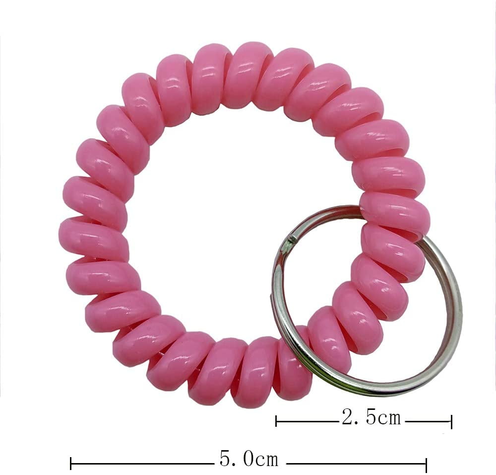 30 Pcs Wrist Coil Key Chain Bulk Spring Spiral Keychain Wrist Keychain Stretch Lanyard Keychain Rings 6 Colors 