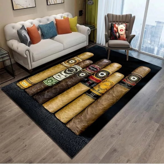 Tobacco Cigar Smoke Series Drink Area Rug Carpet Rug for Living Room Bedroom Sofa Doormat ration Kid Play Non-slip Floor Mat
