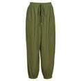 thumbnail image 2 of Plus Size Women's Solid Bow Knot Elastic Button Decor Casual Pants with Pockets, 2 of 14