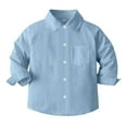 thumbnail image 3 of Little Girls Button Down Shirts Blue Long Sleeve Shirt Boys Graduation Shirts Boys School Uniform Shirts 6-7 Years, 3 of 5