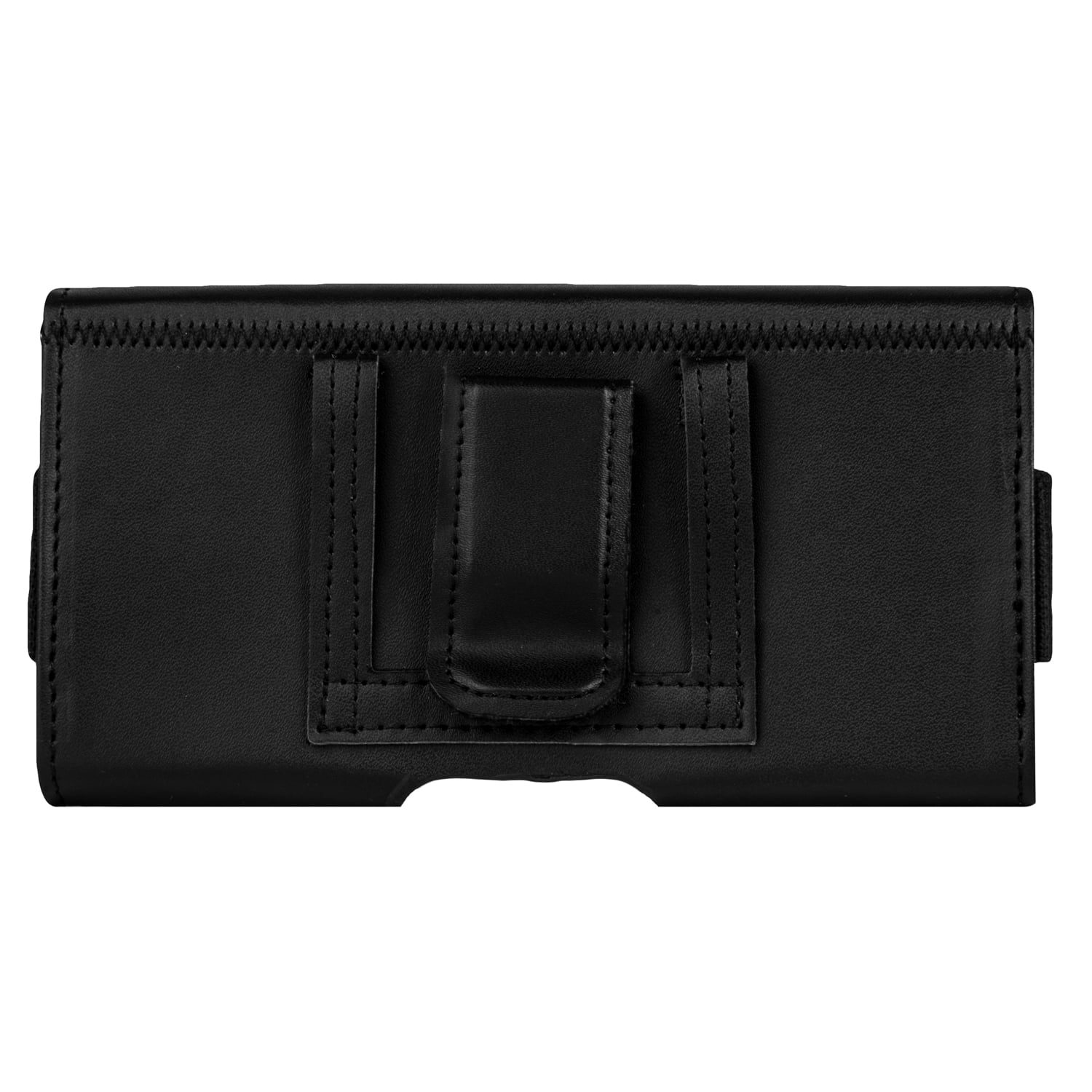 BUNDLE: Professional Vegan Leather Horizontal Smartphone Holster Case (Black) & Deluxe Stereo Hands-Free Headset fits Smartphones up to 6.1-inch iPhone XS / X Galaxy S10e / S10 / S9 / S8 / J3 Pixel 3