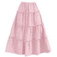 thumbnail image 4 of XUNKUSGA Skirts for Women Trendy Summer Hollow Out Mesh A Line Midi Skirt Fashion Soild Color High Waisted Flowy Ruffle Tiered Long Skirts,Pink,S, 4 of 8