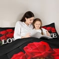thumbnail image 5 of Castle Fairy Romantic Rose Twin Comforter Sets,Black Red Bedding Set, 5 of 8