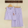 thumbnail image 2 of DXOUPM Girls Clothes Set Bow Crew Neck Sleeveless T Shirt Wide Leg Pants Trendy Summer Outfits, 2 of 3