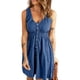 thumbnail image 1 of Vestido de mujer con cuello en V, sin mangas, camiseta sin mangas, línea A, cintura alta elástica para oficina en casa, 1 of 6