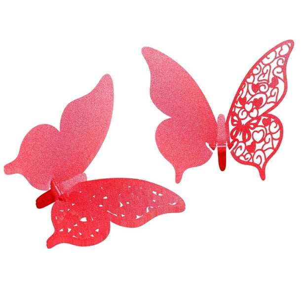 50 Piezas Tarjetas de Lugar con Nombre de Mariposa Tarjetas de Vidrio Ahuecadas Tarjetas de Asientos de Moda Marcadores de Bebidas de 10 cm x 7 cm par Rojo