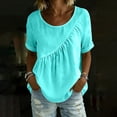 thumbnail image 5 of LVHAOGJOB Womens Crew Neck Tops Short Sleeve T Shirt Holiday Solid Color Summer Shirts for Ladies, 5 of 9
