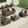 thumbnail image 3 of UDPATIO Patio Furniture Sets, Modular Rattan Outdoor Patio Sectional Furniture Sofa Set, Wicker Patio Conversation Set for Backyard,5PCS, 3 of 10