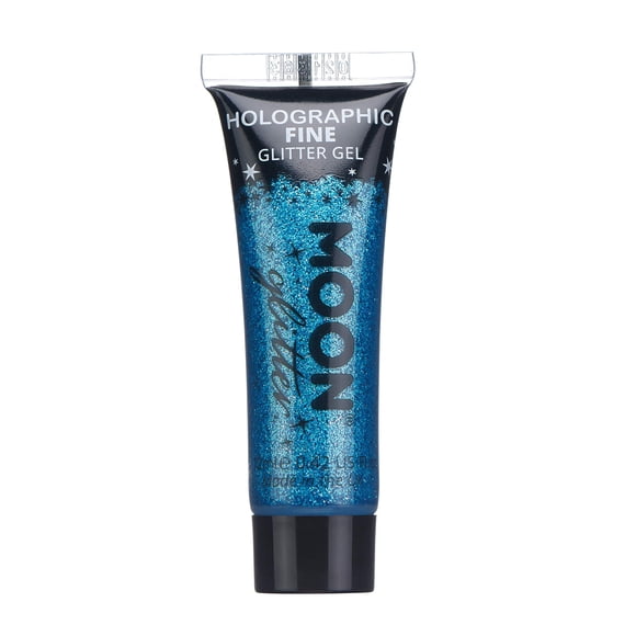 Gel holográfico con purpurina para rostro y cuerpo de Moon Glitter - 12 ml - Azul - Pintura facial con purpurina
