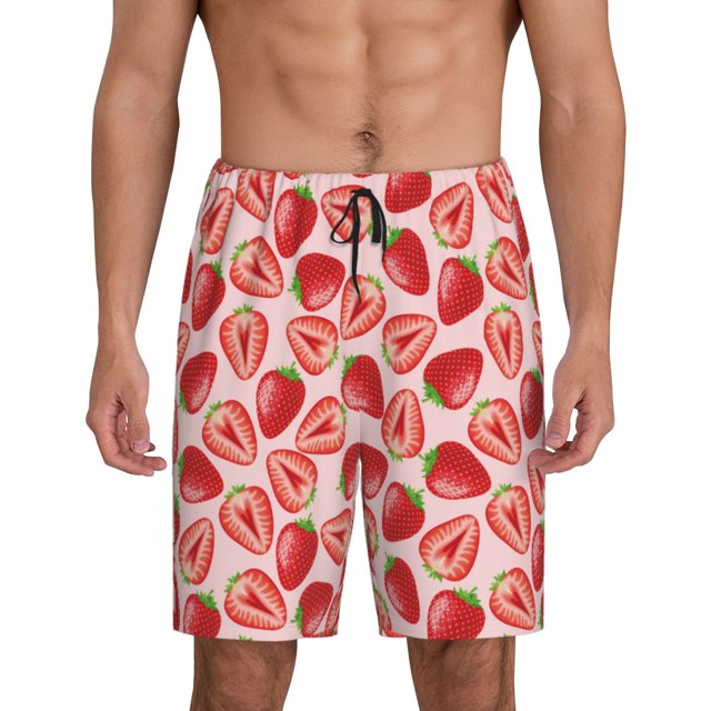 Fotbe Cute Strawberry Pantalones Cortos de Pijama para Hombre, Ropa de Dormir, Pantalones de Pijama Cortos para Hombre-4X-Large