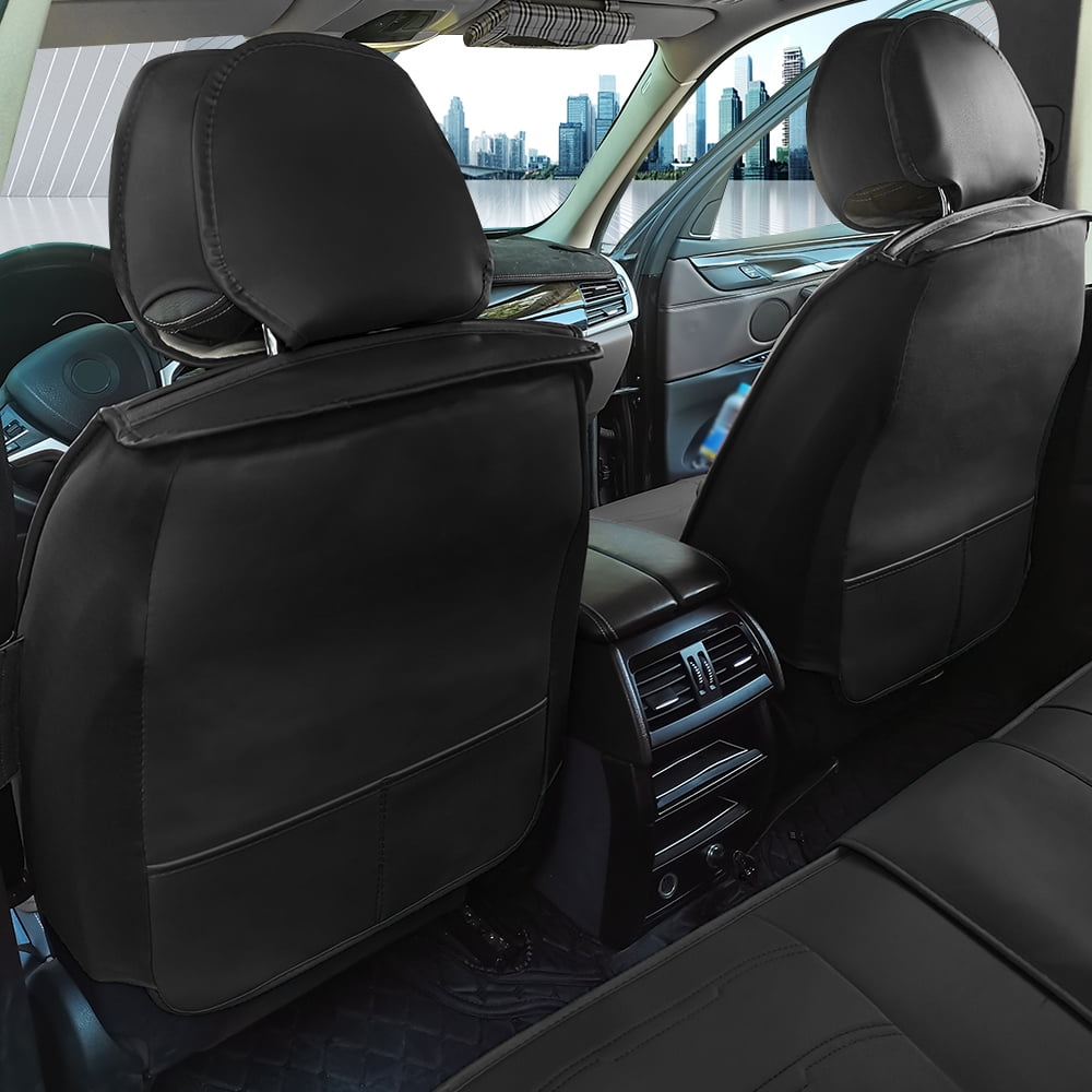 Maidao Car Seat Covers Full Set,Faux Leather Seat Covers for Cars SUV,Breathable,Full Wrapping Edge,Universal Automotive Seat Covers Fit for Most Sedans with Headrest Black
