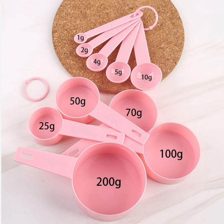 10Pcs/Set Measuring Cup Spoons Pure Color Combination Cute Measuring Tools  Spoons Kitchen Gadgets Measuring Cup Baking Tools GREEN